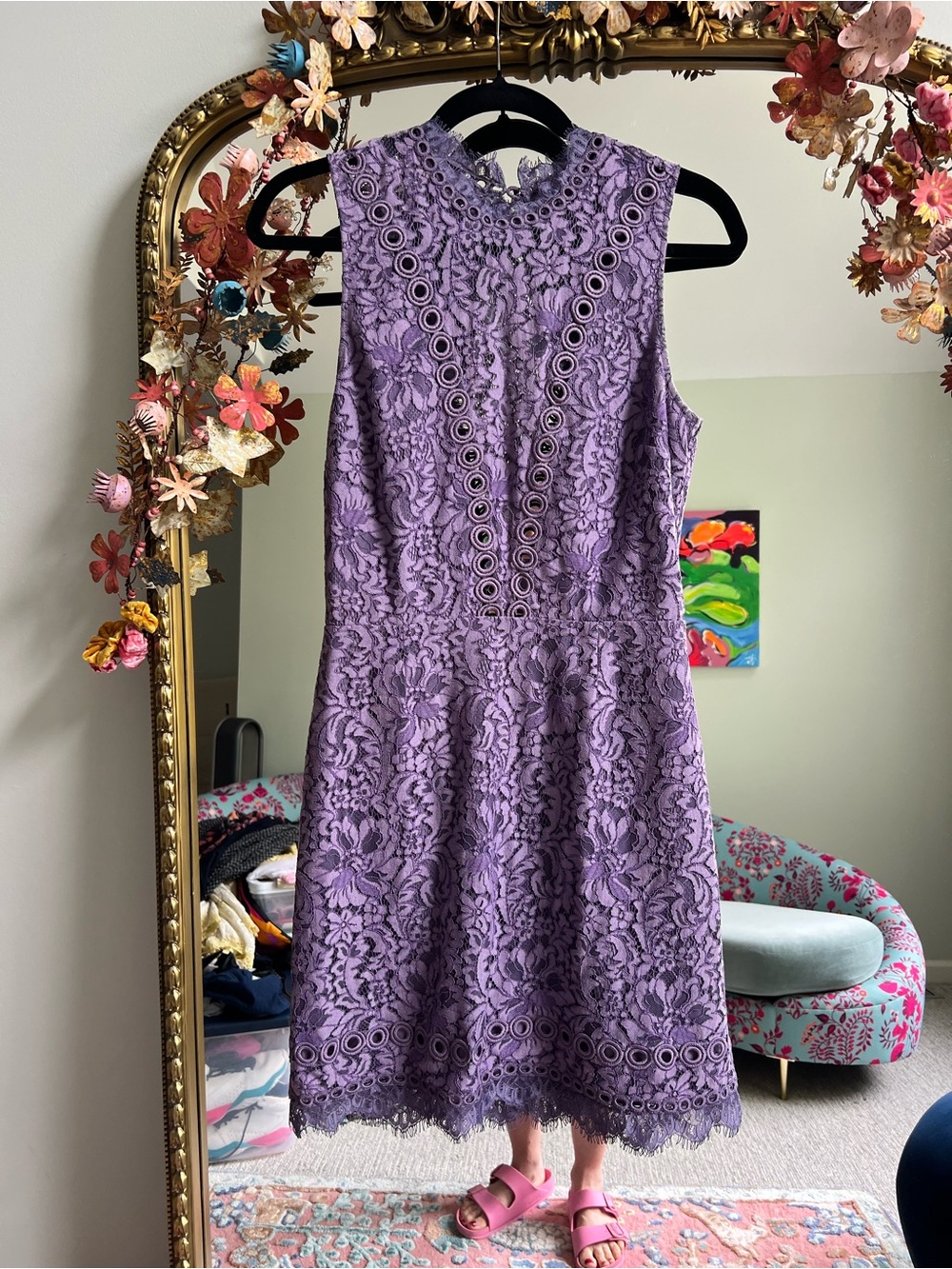 SAYLOR x Free People Lavender Sleeveless Backless Lace Midi Dress